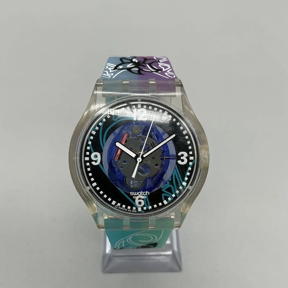 Swatch Sunray Glam SUOZ148 Womens Watch 37mm Black Blue Multicolor New Battery